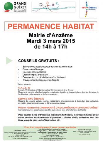 Affiche permanence Habitat Anzême