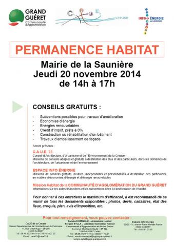 Affiche permanence habitat La Saunière